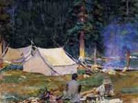 (image for) Handmade oil painting Copy paintings of famous artists John Singer Sargenti's art Camping at Lake OHa
